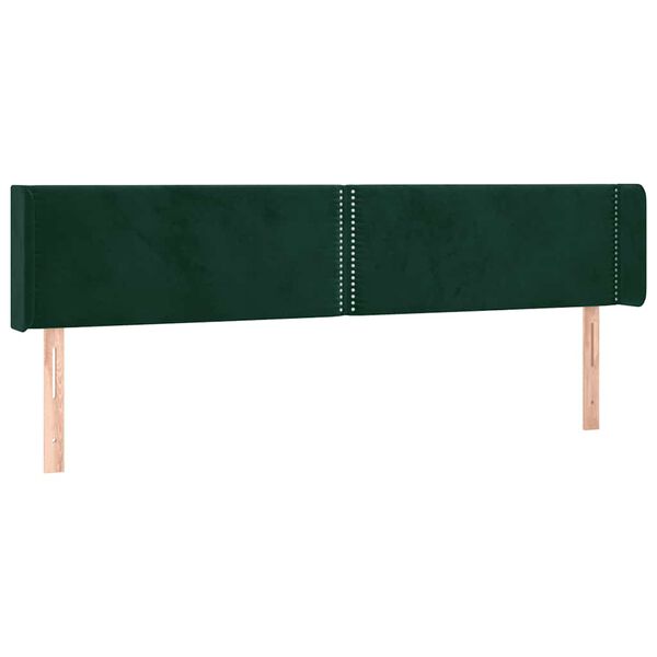 vidaXL Cabeceira de cama c/ abas veludo 183x16x78/88cm verde-escuro