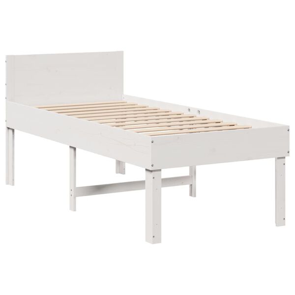 vidaXL Estrutura de cama sem colchão 80x200 cm pinho maciço branco