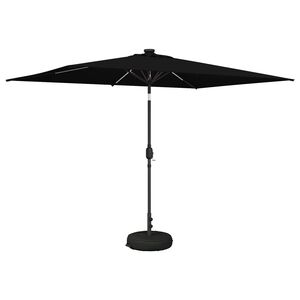 vidaXL Parasol de Jardim com Luzes LED e Base 2 x 3 m Poli&eacute;ster Preto