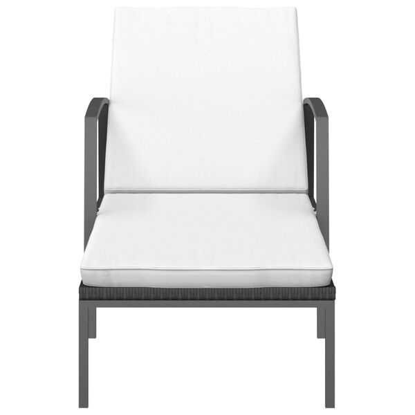 vidaXL Espreguiçadeira de jardim com almofadão vime PE preto