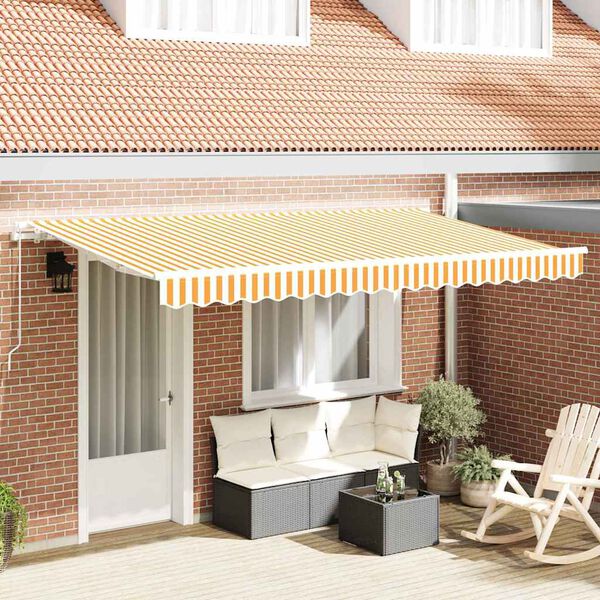 vidaXL Toldo Retr&aacute;til Manual Amarelo 350 x 200 cm tecido