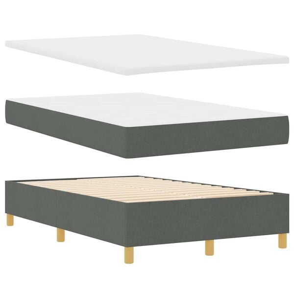 vidaXL Cama Box com colch&atilde;o Cinza Escuro 120 x 190 cm tecido