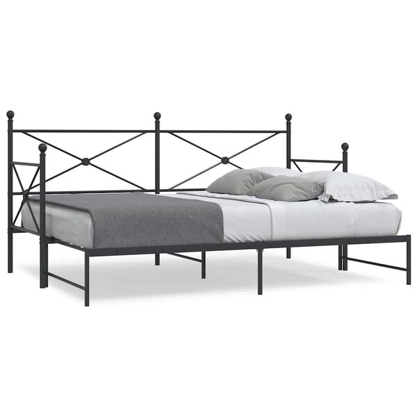 vidaXL Cama de dia com gavet&atilde;o sem colch&atilde;o 90x190 cm a&ccedil;o preto