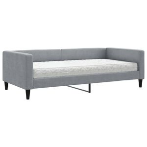 vidaXL Sof&aacute;-cama com colch&atilde;o 100x200 cm tecido cinzento-claro