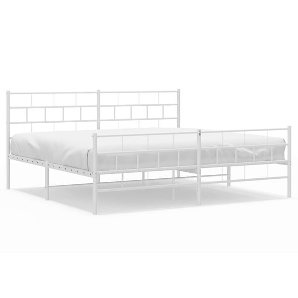 vidaXL Estrutura de cama com cabeceira e p&eacute;s 200x200 cm metal branco