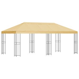 vidaXL Gazebo de Jardim 6 x 3 m Creme Poli&eacute;ster e A&ccedil;o 190 gsm