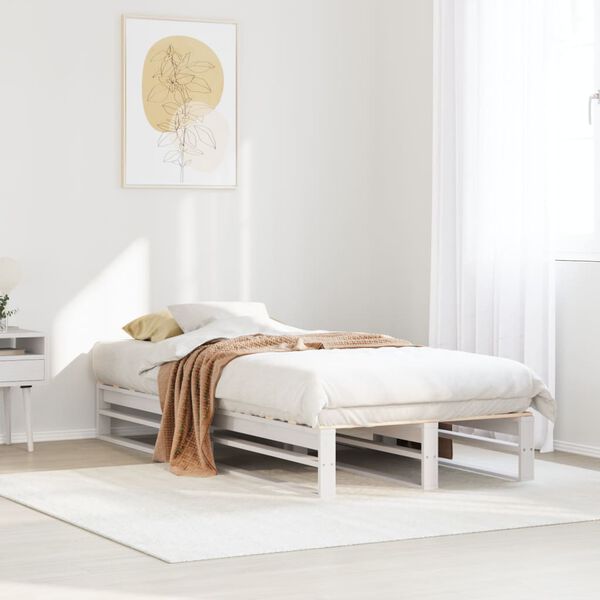 vidaXL Cama sem colchão 90x190 cm madeira de pinho maciça branco