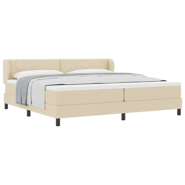 vidaXL Cama box spring com colch&atilde;o Creme 200 x 200 cm tecido