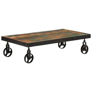 vidaXL Mesa de centro c/ rodas 100x55x26 cm madeira recuperada maci&ccedil;a