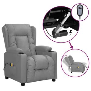 vidaXL Poltrona de massagens el&eacute;trica couro artificial cinzento