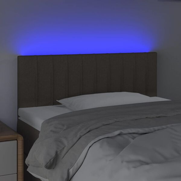 vidaXL Cabeceira cama luzes LED tecido 90x5x78/88cm cinza-acastanhado