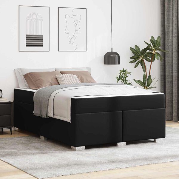 vidaXL Estrutura da Cama com colch&atilde;o Preto 160 x 200 cm tecido
