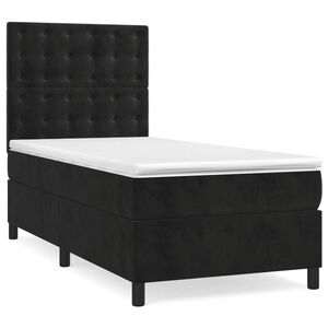 vidaXL Cama com molas/colch&atilde;o 100x200 cm veludo preto
