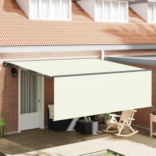 vidaXL Toldo Retr&aacute;til Manual Creme 400 &times; 300 cm Poli&eacute;ster e Alum&iacute;nio