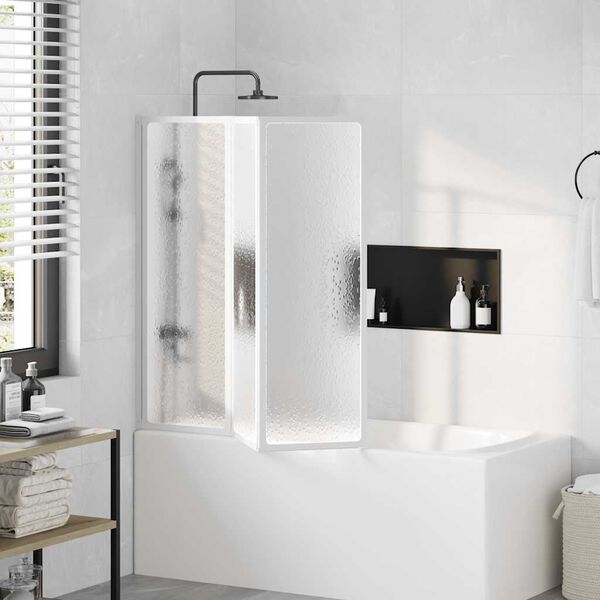 Painel de vidro dobravel para banheira 3 peças 141 x 132 cm