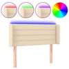 vidaXL Cabeceira de cama c/ luzes LED tecido 93x16x78/88 cm cor creme