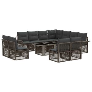 vidaXL Conjunto de Sof&aacute; de Jardim 12 unid. Cinza e Cinza Escuro