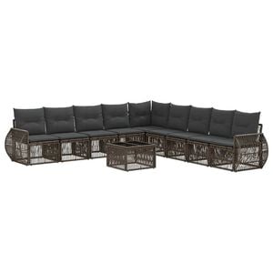 vidaXL Conjunto de Sof&aacute; de Jardim 10 unid. Cinza e Cinza Escuro