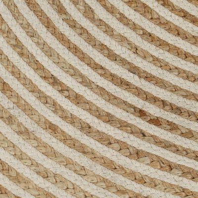 vidaXL Tapete artesanal em juta com design em espiral branco 150 cm