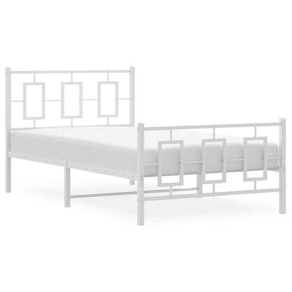 vidaXL Estrutura de cama com cabeceira e p&eacute;s 100x190 cm metal branco