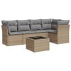 vidaXL 6 pcs conjunto de sof&aacute;s p/ jardim com almofad&otilde;es vime PE bege
