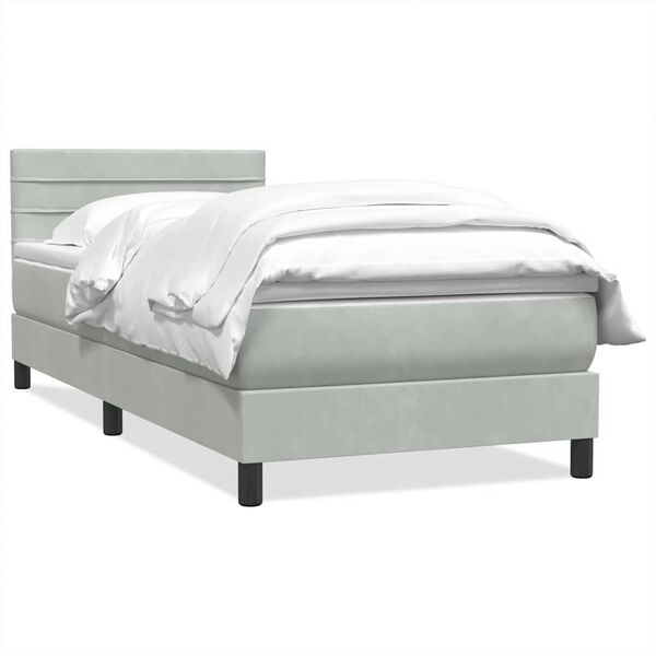 vidaXL Cama com molas/colch&atilde;o 100x220 cm veludo cinza-claro