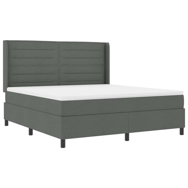 vidaXL Cama Box com colch&atilde;o Cinzento escuro 180 x 200 cm tecido