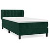 vidaXL Cama com molas/colch&atilde;o 100x200 cm veludo verde-escuro