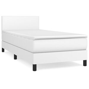 vidaXL Cama com molas/colch&atilde;o 90x190 cm couro artificial branco