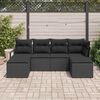 vidaXL Conjunto de Sof&aacute;s com almofada 6 pcs Preto vime PE