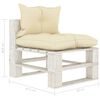 vidaXL 7 pcs conjunto lounge de jardim em paletes c/ almofad&otilde;es creme