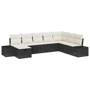 vidaXL Conjunto de Sof&aacute; de Jardim 8 pcs Preto Rattan Sint&eacute;tico
