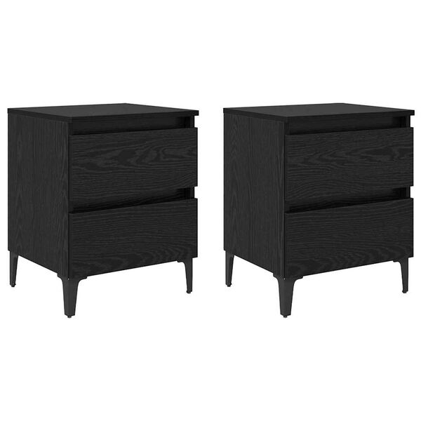 vidaXL Arm&aacute;rio de Cabeceira 2 pcs Carvalho preto 40 x 35 x 50 cm
