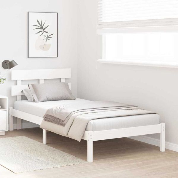 vidaXL Estrutura da Cama Branco 90 x 200 cm Madeira de pinho maci&ccedil;a