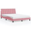vidaXL Estrutura de cama sem colch&atilde;o Hanko 140x200 cm veludo rosa