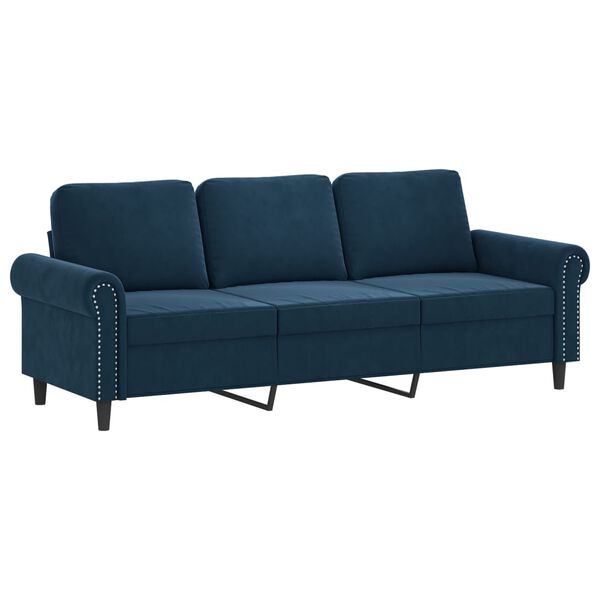vidaXL Sof&aacute; 3 lugares c/ almofadas/almofad&otilde;es 180cm veludo azul