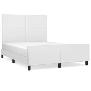 vidaXL Estrutura cama c/ cabeceira couro artificial 140x190 cm branco