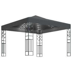 vidaXL Gazebo com cord&otilde;es de luzes LED 3x3 m antracite