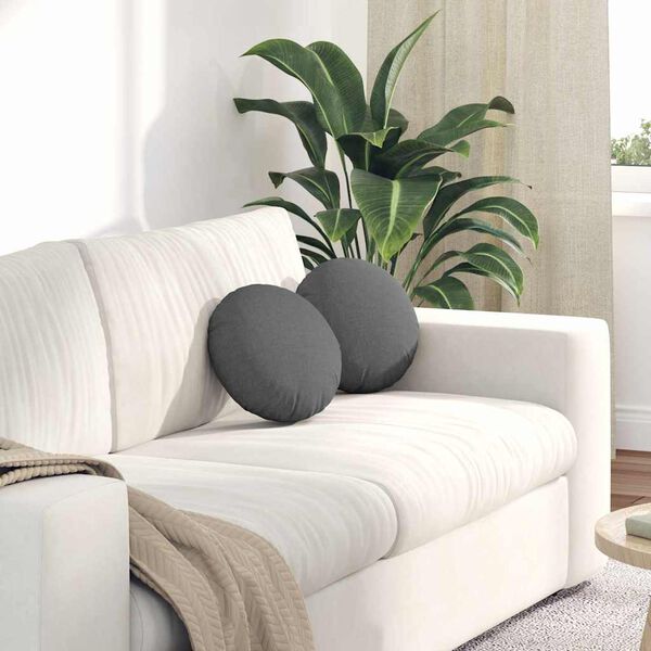 vidaXL Almofadas de Assento 2 pcs Cinza Escuro &Oslash;30 x 13 cm tecido