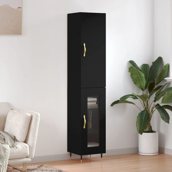 vidaXL Arm&aacute;rio alto 34,5x34x180 cm madeira processada preto