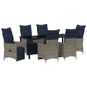 vidaXL Conjunto de Mesa e Cadeiras 7 pcs Cinzeto Rattan de PE
