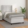 vidaXL Cama com molas/colch&atilde;o 90x190 cm couro artificial branco