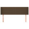 vidaXL Cabeceira de cama c/ abas tecido 147x16x78/88cm castanho-escuro