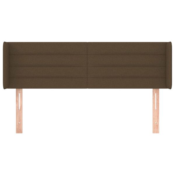 vidaXL Cabeceira de cama c/ abas tecido 147x16x78/88cm castanho-escuro