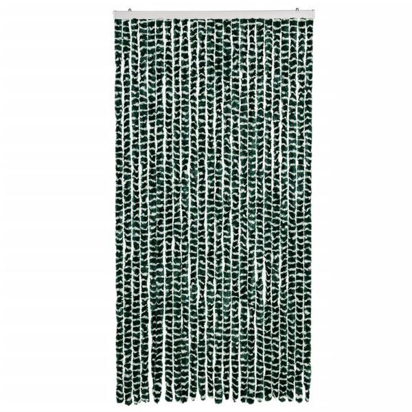 vidaXL Cortina anti-insetos 100x200 cm chenille verde e branco
