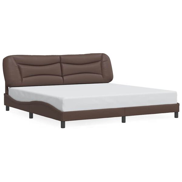 vidaXL Estrutura de cama sem colch&atilde;o Hvar 200x200cm couro artificial castanho