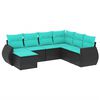 vidaXL Conjunto de sof&aacute; de jardim com 7 pe&ccedil;as e almofadas em rattan sint&eacute;tico preto