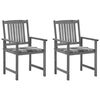 vidaXL Cadeiras de jardim com almofad&otilde;es 2 pcs ac&aacute;cia maci&ccedil;a cinza