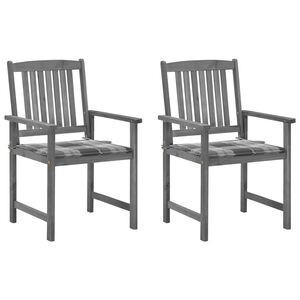 vidaXL Cadeiras de jardim com almofad&otilde;es 2 pcs ac&aacute;cia maci&ccedil;a cinza
