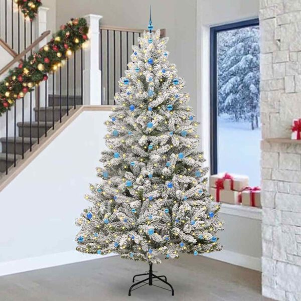 vidaXL &Aacute;rvore de Natal Artificial Verde e Branco 270 cm PVC e Metal